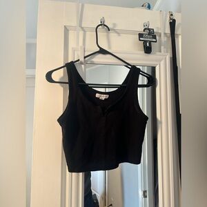 Topshop Crop Ribbed Knit Black Tank Top New Women 6 M